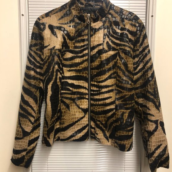 Selene Sport Women's Jacket Blazer Snakeskin Zebra Animal Print Full-zip Sz 12 - Picture 10 of 10